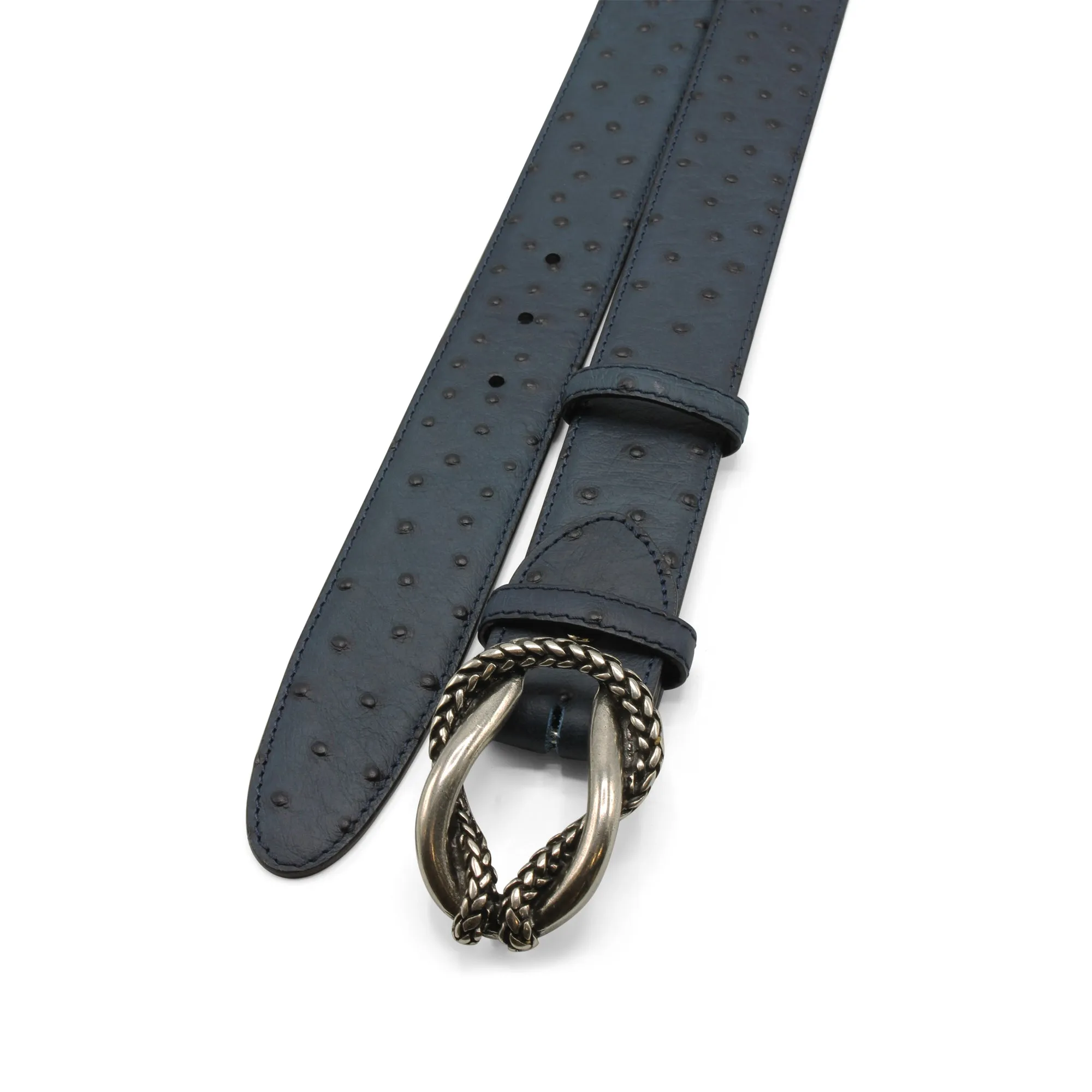 Atlantic Blue Mock Ostrich Quill Reef Knot Belt
