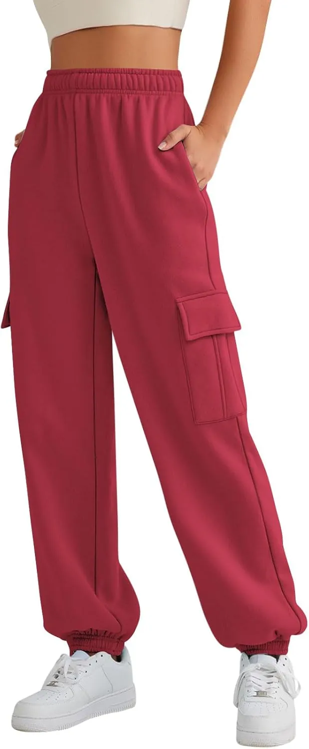 AUTOMET Womens Cargo Sweatpants Oversized Fleece Joggers Fall Fashion Outfits Y2k Clothes 2025 with Pockets