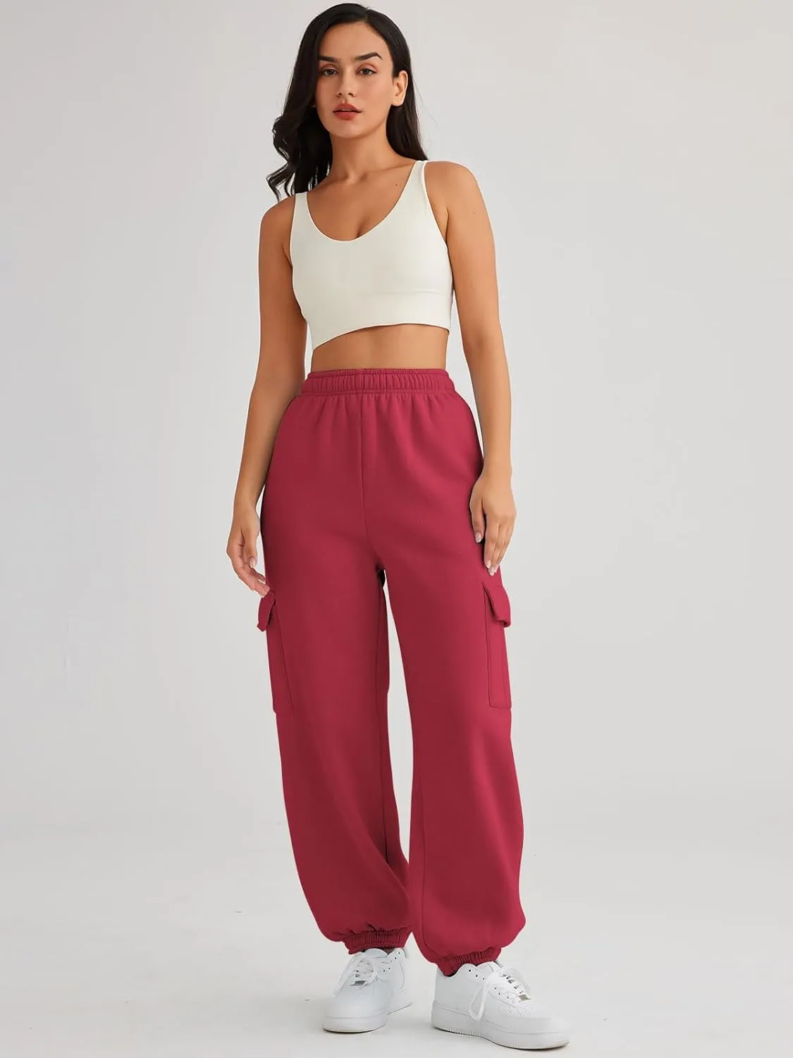 AUTOMET Womens Cargo Sweatpants Oversized Fleece Joggers Fall Fashion Outfits Y2k Clothes 2025 with Pockets