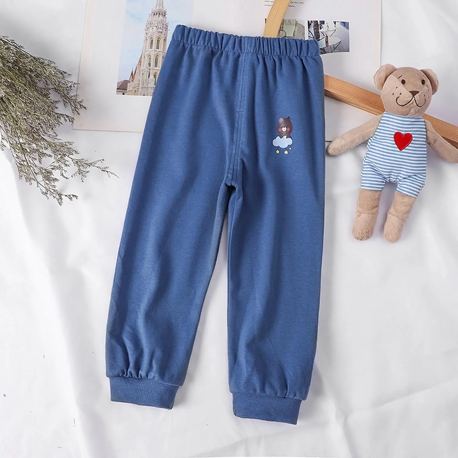Baby Boy's Pull on Jogger Toddler Sweatpants Cotton Kids Cute artoon Elastic Waist Sports Pants Unisex Kids