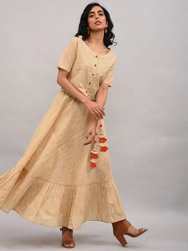 Beige Tiered Umbrella Skirt