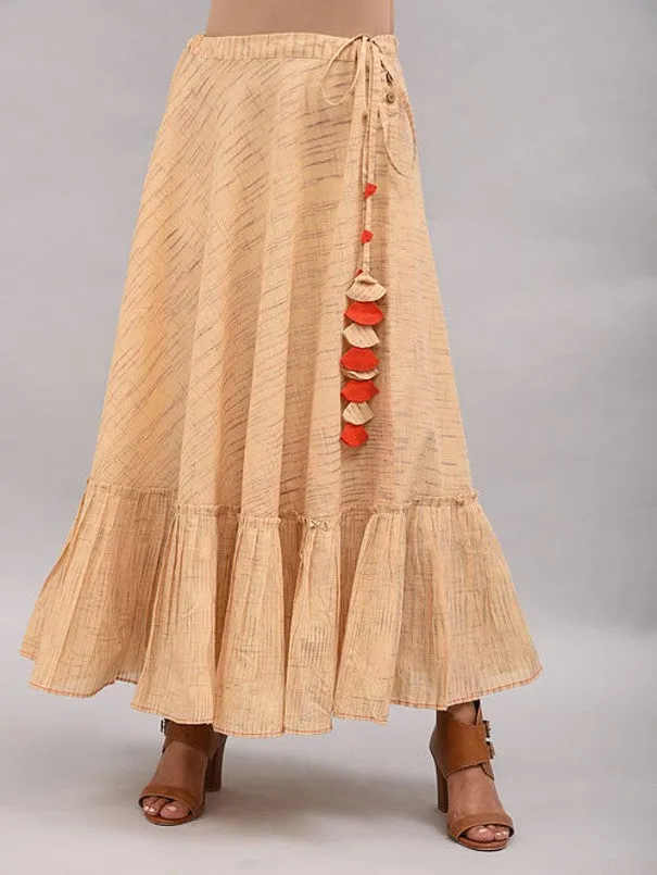 Beige Tiered Umbrella Skirt