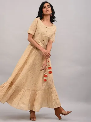 Beige Tiered Umbrella Skirt