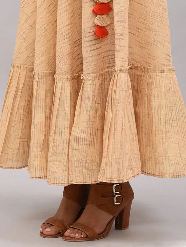 Beige Tiered Umbrella Skirt