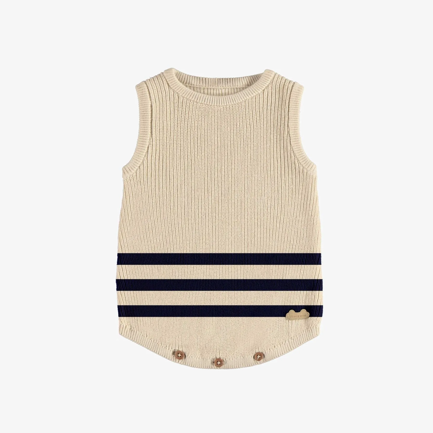 Cream   Navy Stripe Knit Sleeveless Bodysuit