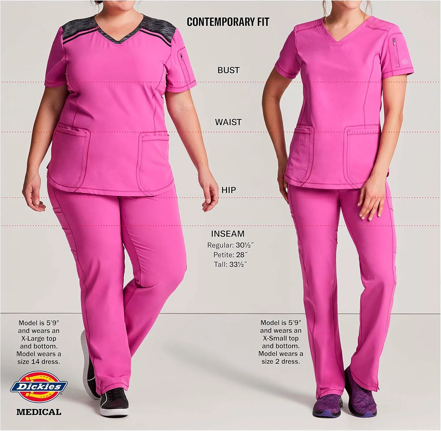 Dickies Women's Scrub Top V-Neck Top with 2 Pockets, Moisture Wicking and 360 Stretch Fabric - DK615