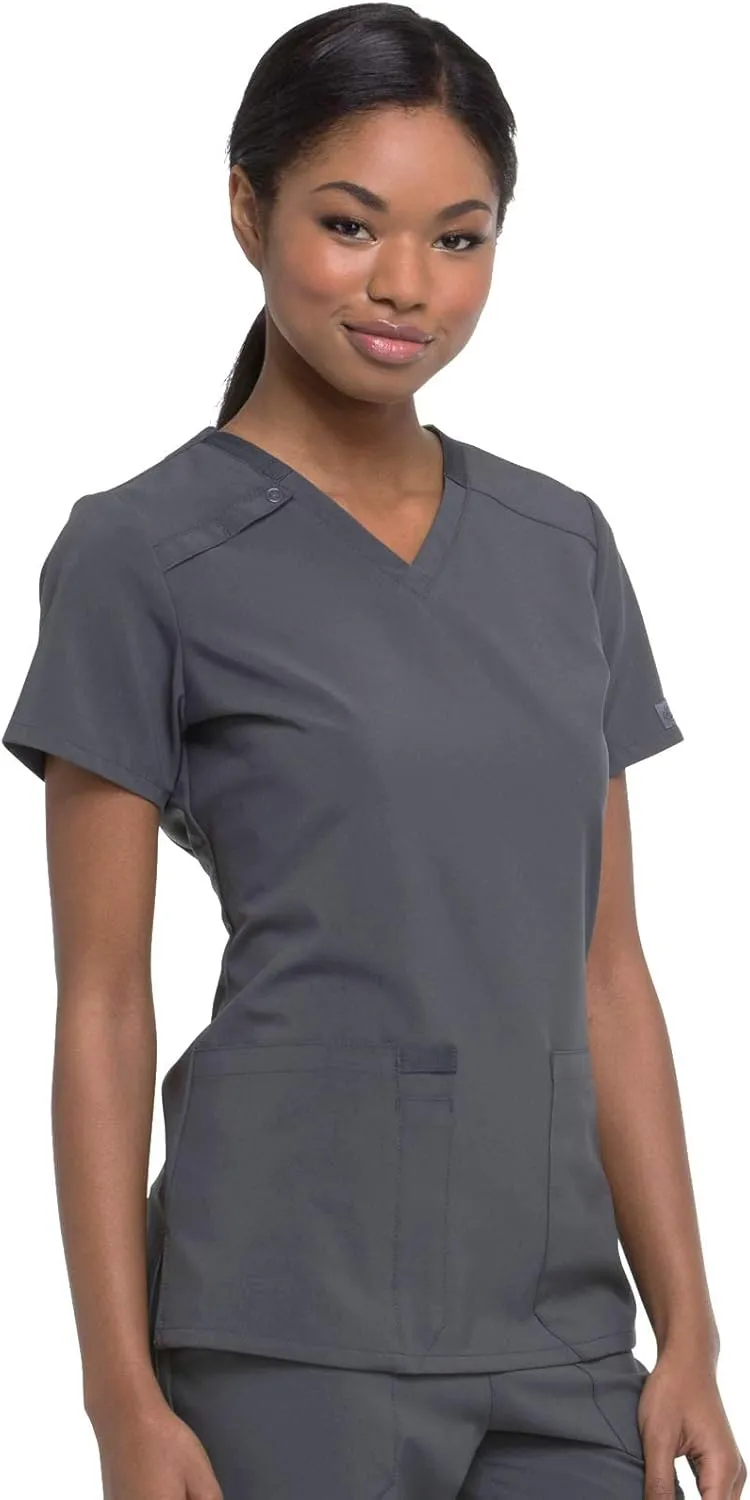 Dickies Women's Scrub Top V-Neck Top with 2 Pockets, Moisture Wicking and 360 Stretch Fabric - DK615