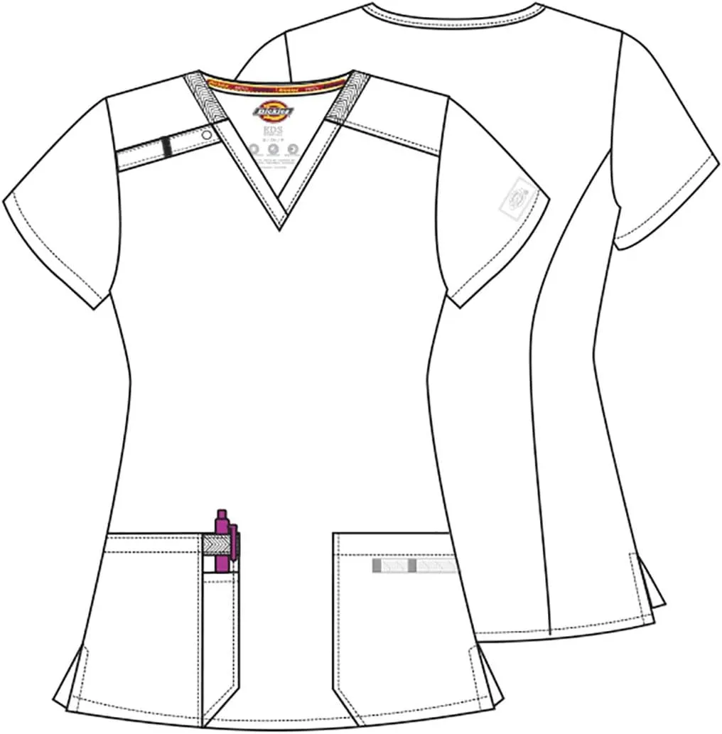 Dickies Women's Scrub Top V-Neck Top with 2 Pockets, Moisture Wicking and 360 Stretch Fabric - DK615