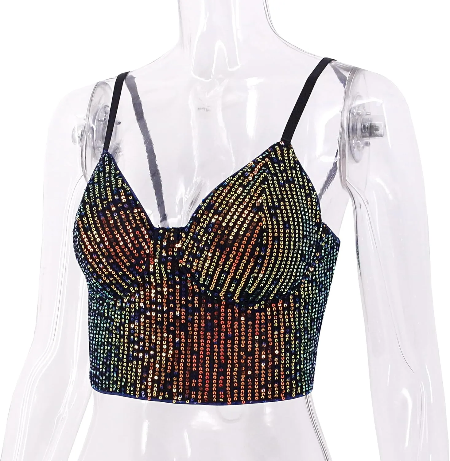 Erinaco Women's Rhinestone Diamond Tank Top Color Beaded Sling Tube Top Bustier Vest Crop Top Sexy Corset Bra Summer