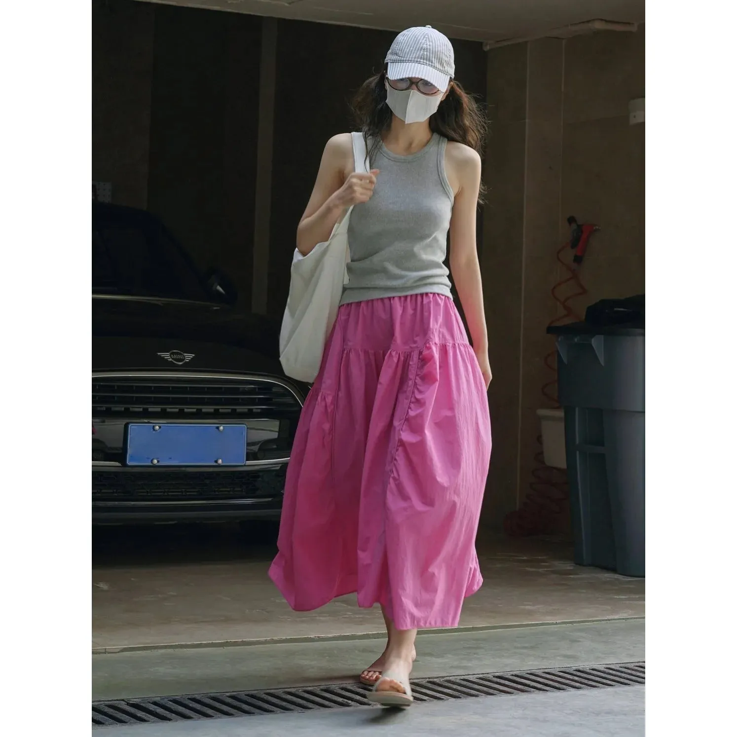 FLYTONN-Spring New Outdoor A-line Large Swing Umbrella Elastic, Lightweight, Breathable Half Length Skirt for Women