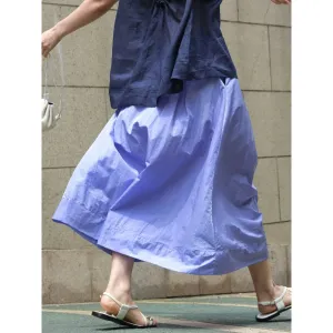 FLYTONN-Summer Gloss High Waist Umbrella Slim A-line Long Smooth Half Skirt for Women