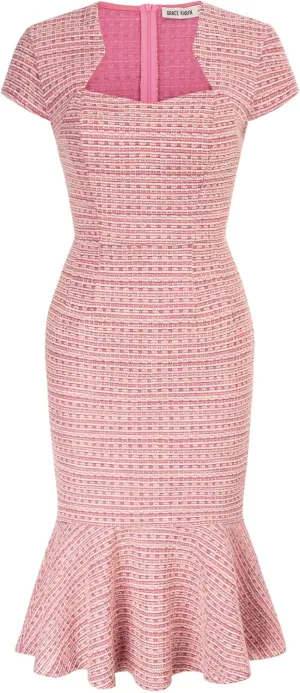 GRACE KARIN Womens Elegant Cap Sleeve Fishtail Tweed Cocktail Bodycon Dress