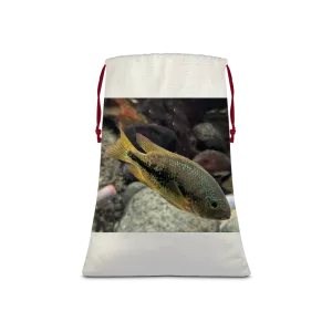 Green Orange Fish Sublimation Linen Drawstring Sack
