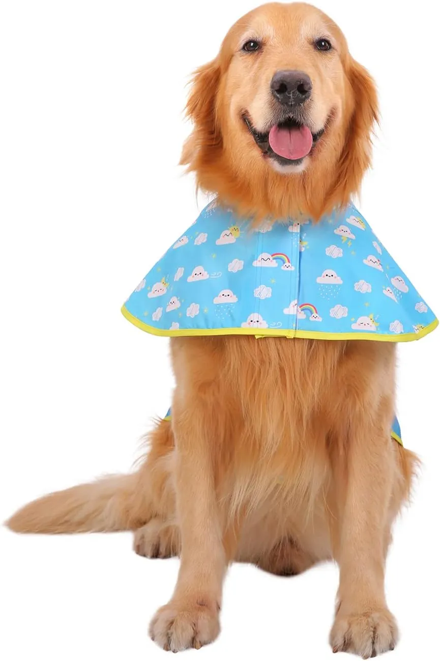 HDE Dog Raincoat Hooded Slicker Poncho for Small to X-Large Dogs and Puppies Cartoon Storm - L