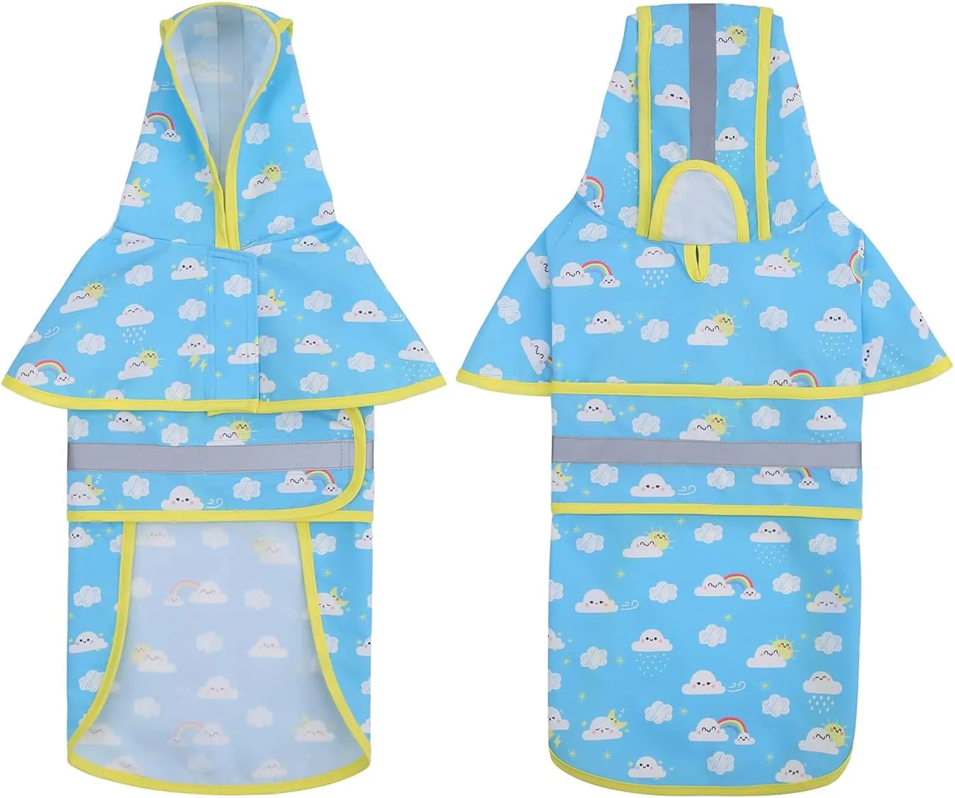 HDE Dog Raincoat Hooded Slicker Poncho for Small to X-Large Dogs and Puppies Cartoon Storm - L