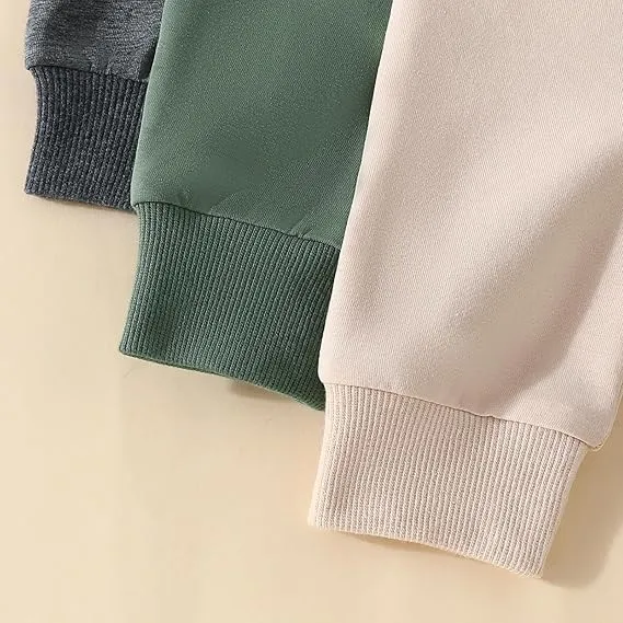 HIUARA Toddler Baby Boys Harem Pants 1/3-Pack Drawstring Pull-on Jogger Pants Kids Long Pants Elastic Waist Trousers Bottoms