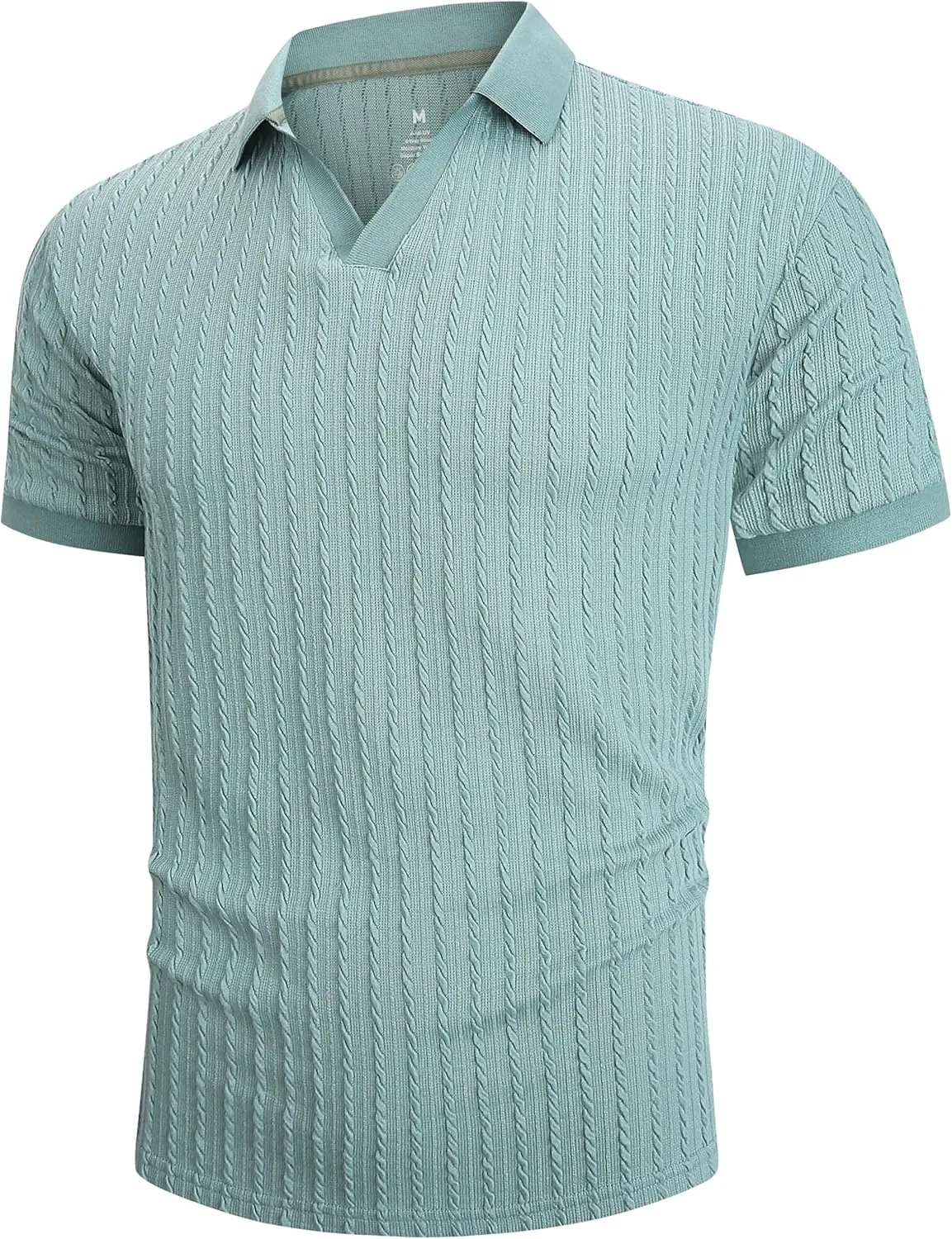 Mens Knit Polo Shirts Casual Stylish V Neck Short Sleeve Sweater Polo Knitted Textured Johnny Collar Tops Fashion 2025