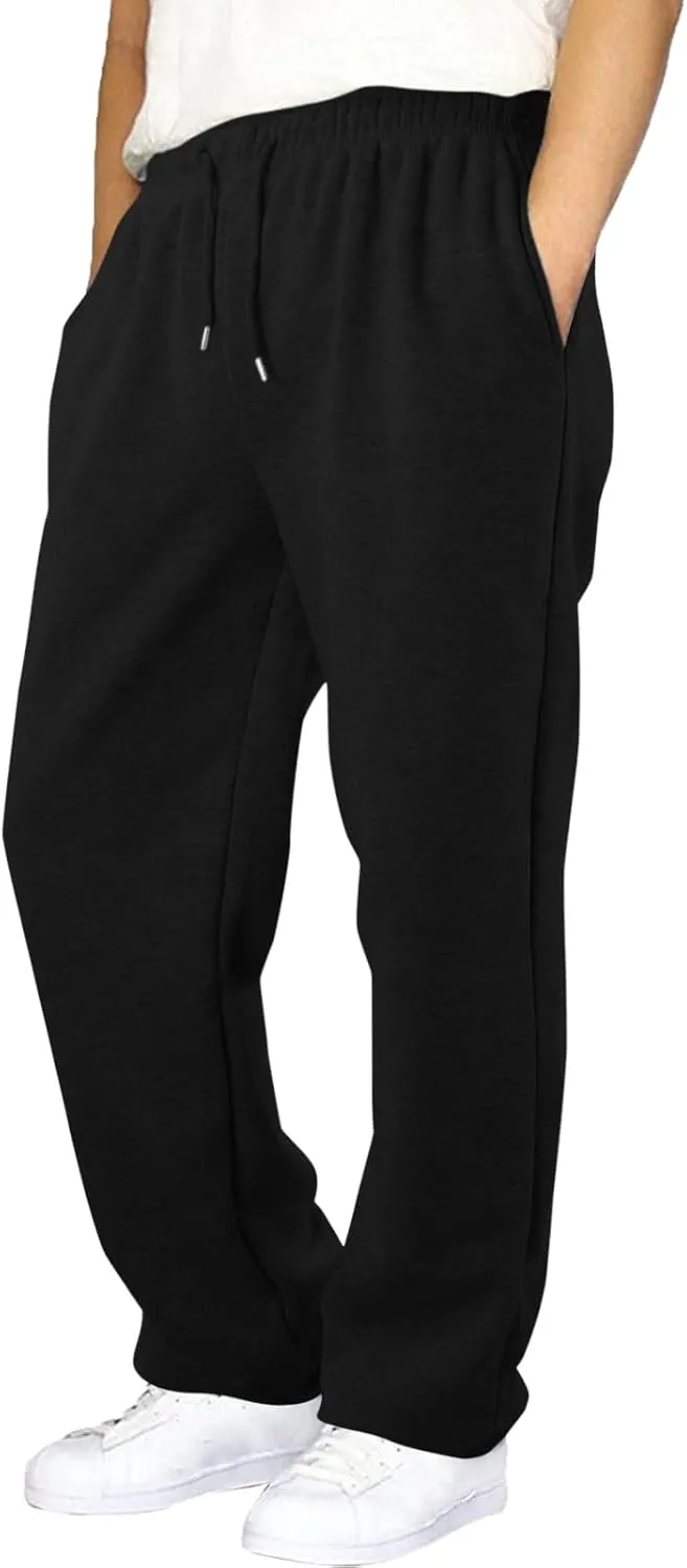 Men's Slim Fit Tapered Chino Pants, Fleece Lined Sweatpants Straight Leg Workout Comfy Pants Bottom Sweatpants Joggers