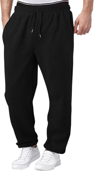 Men's Slim Fit Tapered Chino Pants, Fleece Lined Sweatpants Straight Leg Workout Comfy Pants Bottom Sweatpants Joggers