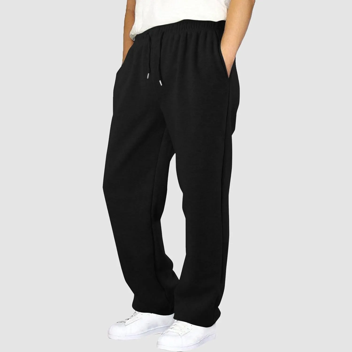 Men's Slim Fit Tapered Chino Pants, Fleece Lined Sweatpants Straight Leg Workout Comfy Pants Bottom Sweatpants Joggers