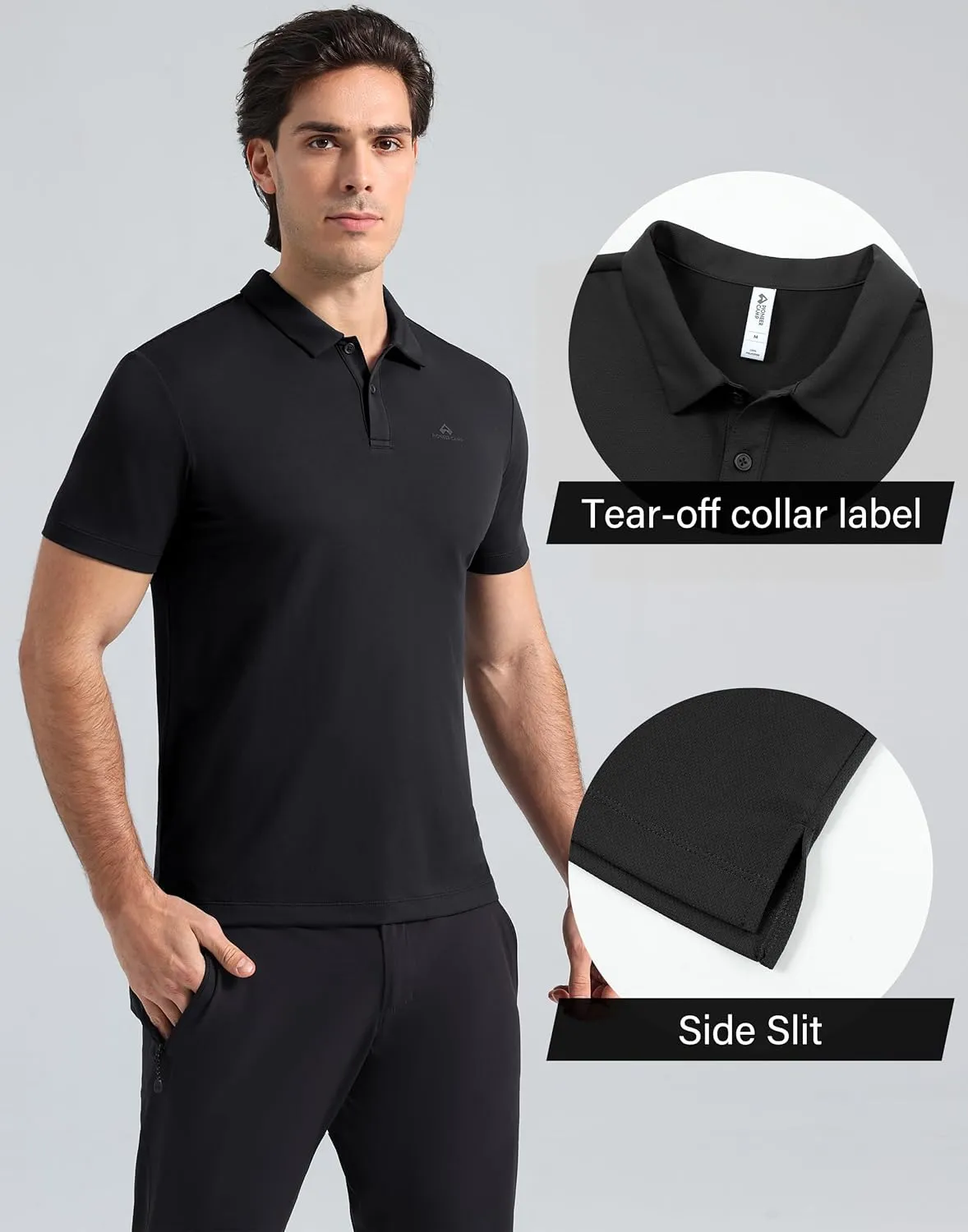 Pioneer Camp Men's Golf Shirt UPF 50  Quick Dry Polo Shirts Short Sleeve Moisture Wicking Performance Tees Collar Work Shirts