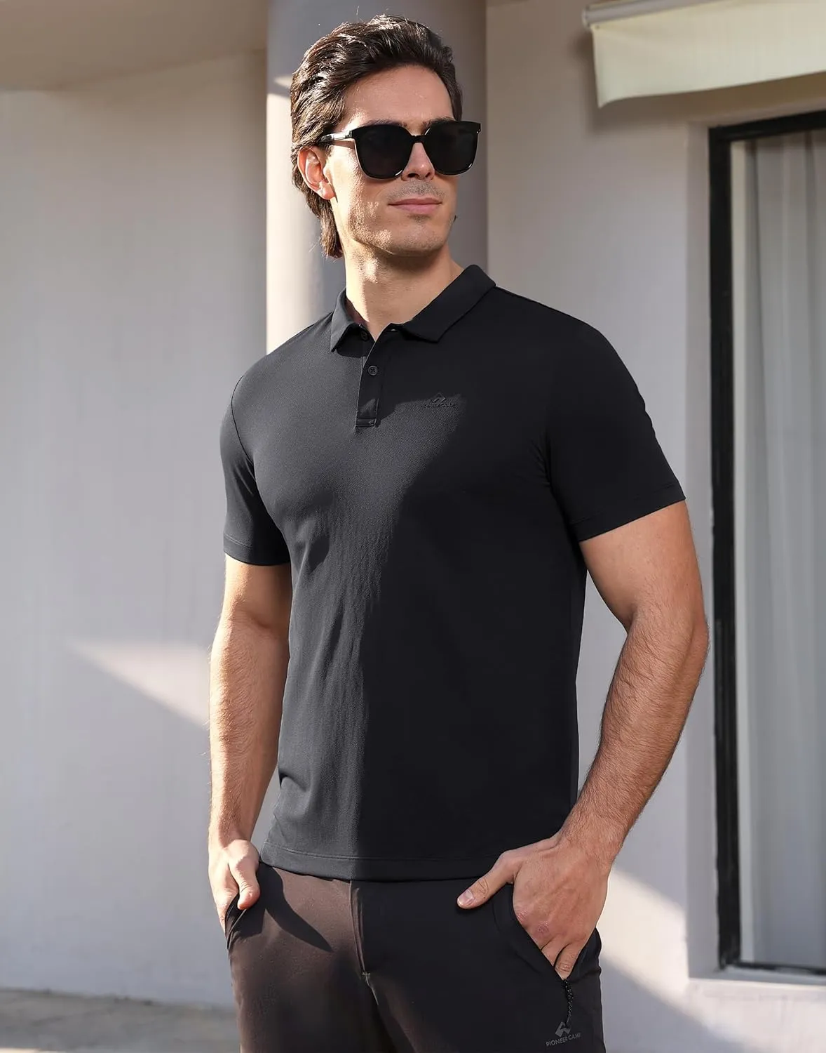 Pioneer Camp Men's Golf Shirt UPF 50  Quick Dry Polo Shirts Short Sleeve Moisture Wicking Performance Tees Collar Work Shirts
