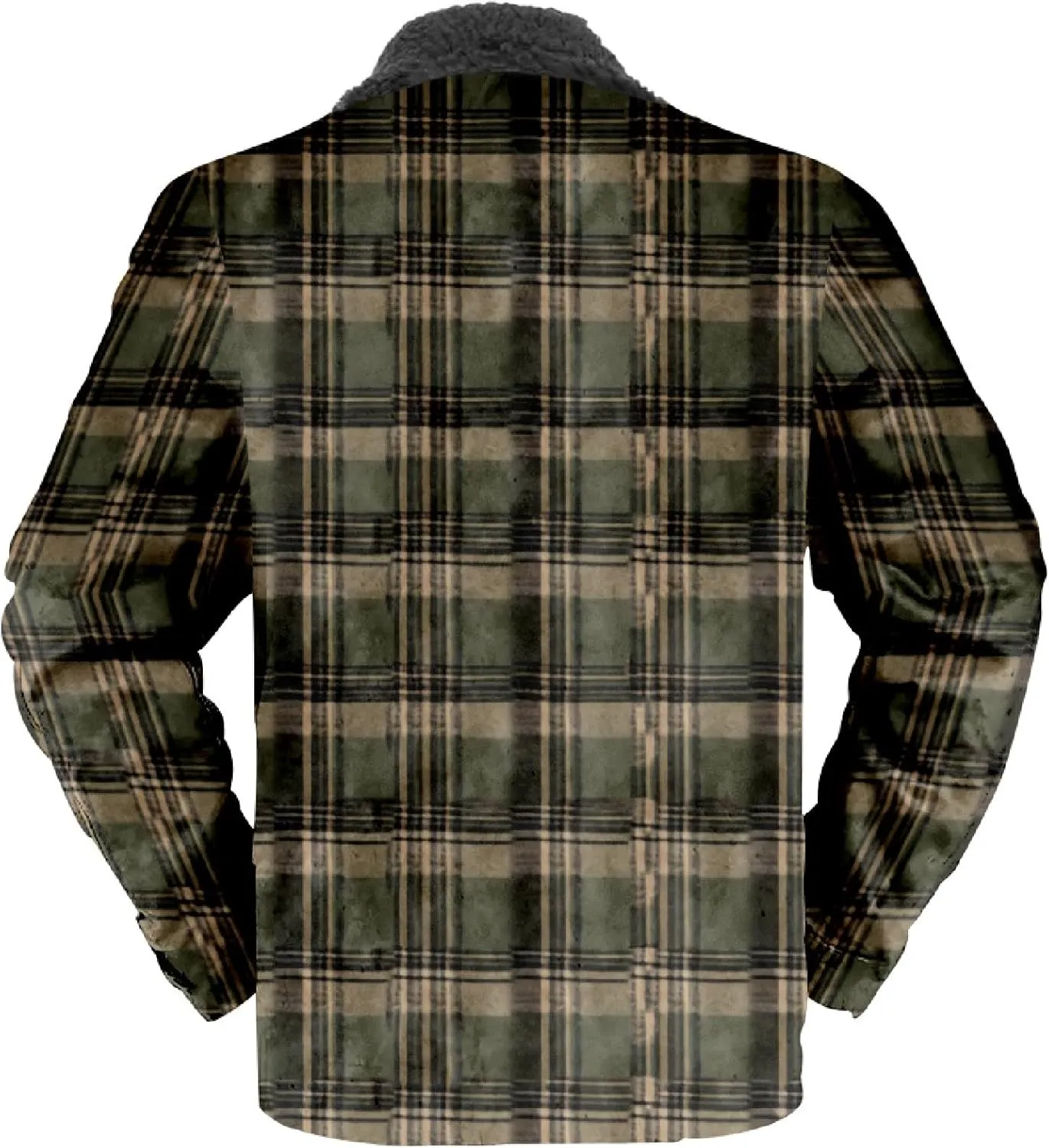QWENTMTNTY Men Fleece Lined Sherpa Jacket Western Plaid Flannel Jackets Zip Up Big & Tall Thickened Thermal Heavyweight Coat