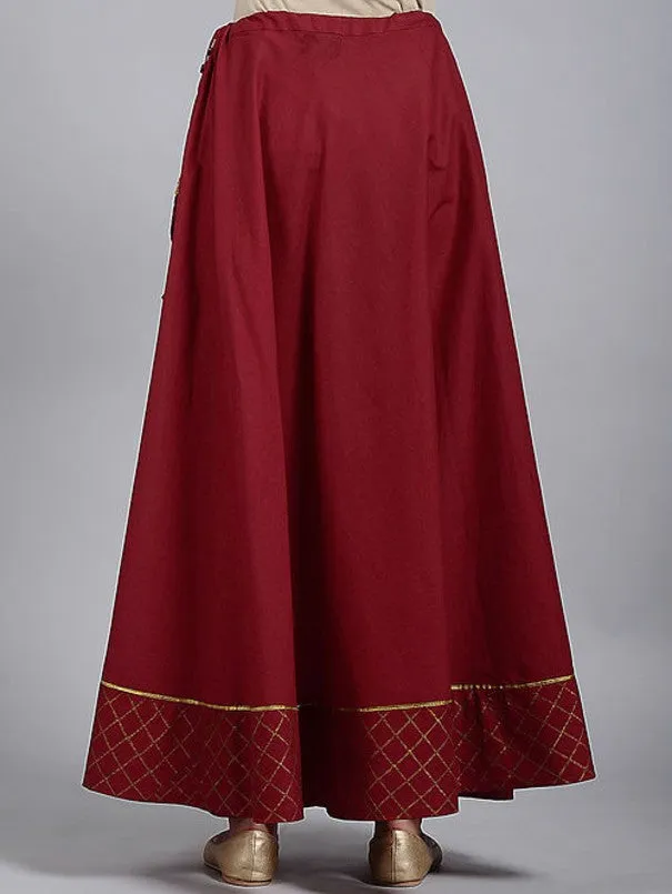 Red Gold Umbrella Lehenga Skirt