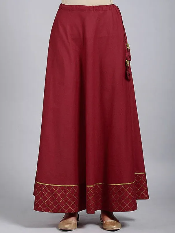 Red Gold Umbrella Lehenga Skirt