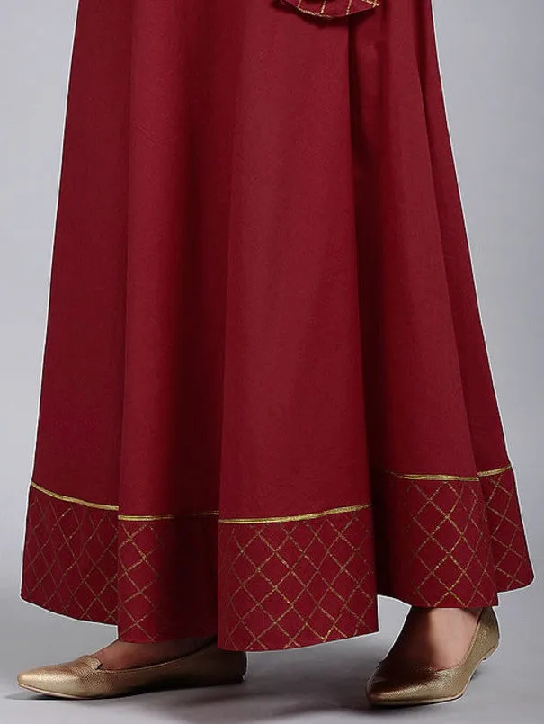 Red Gold Umbrella Lehenga Skirt