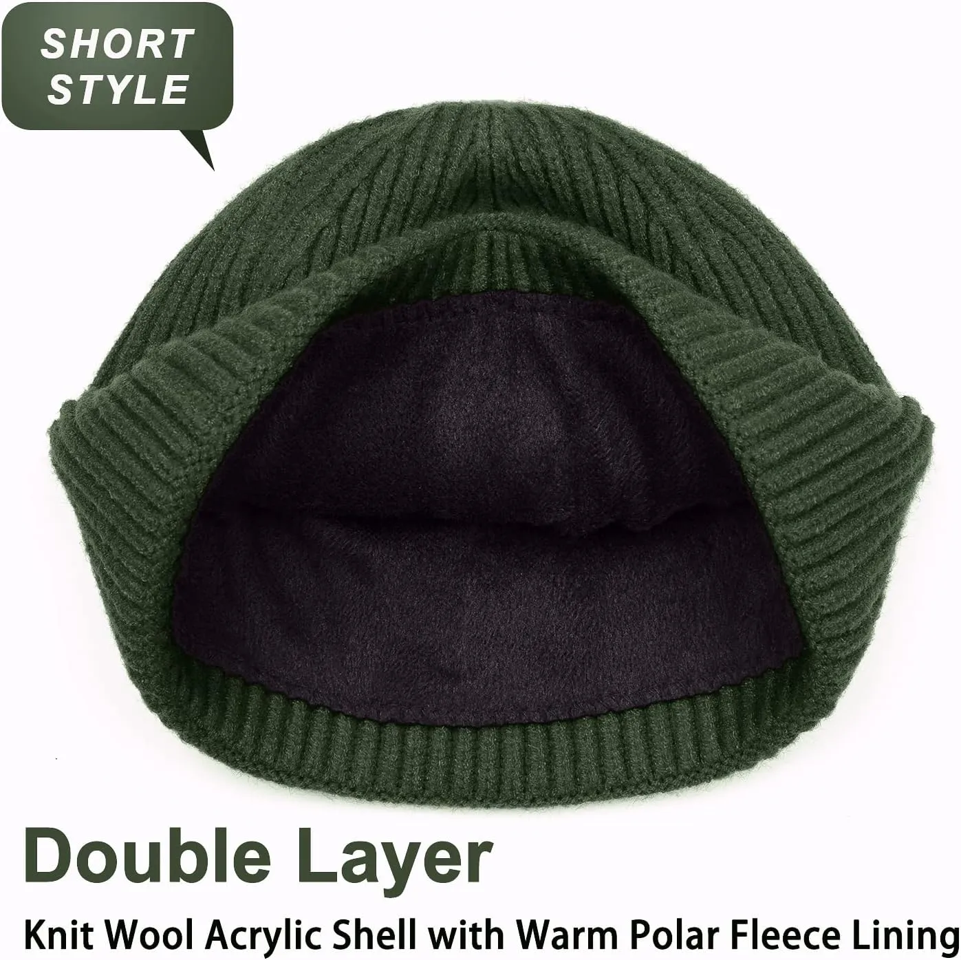 ROYBENS Wool Fisherman Beanie for Men Women, Knit Cuffed Fleece Lined Beanies Winter Warm Hat Skull Cap Unisex