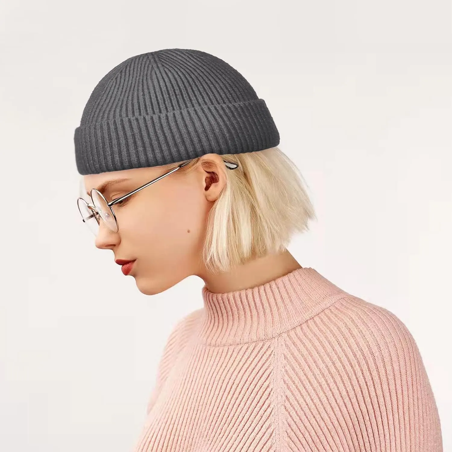 ROYBENS Wool Fisherman Beanie for Men Women, Knit Cuffed Fleece Lined Beanies Winter Warm Hat Skull Cap Unisex