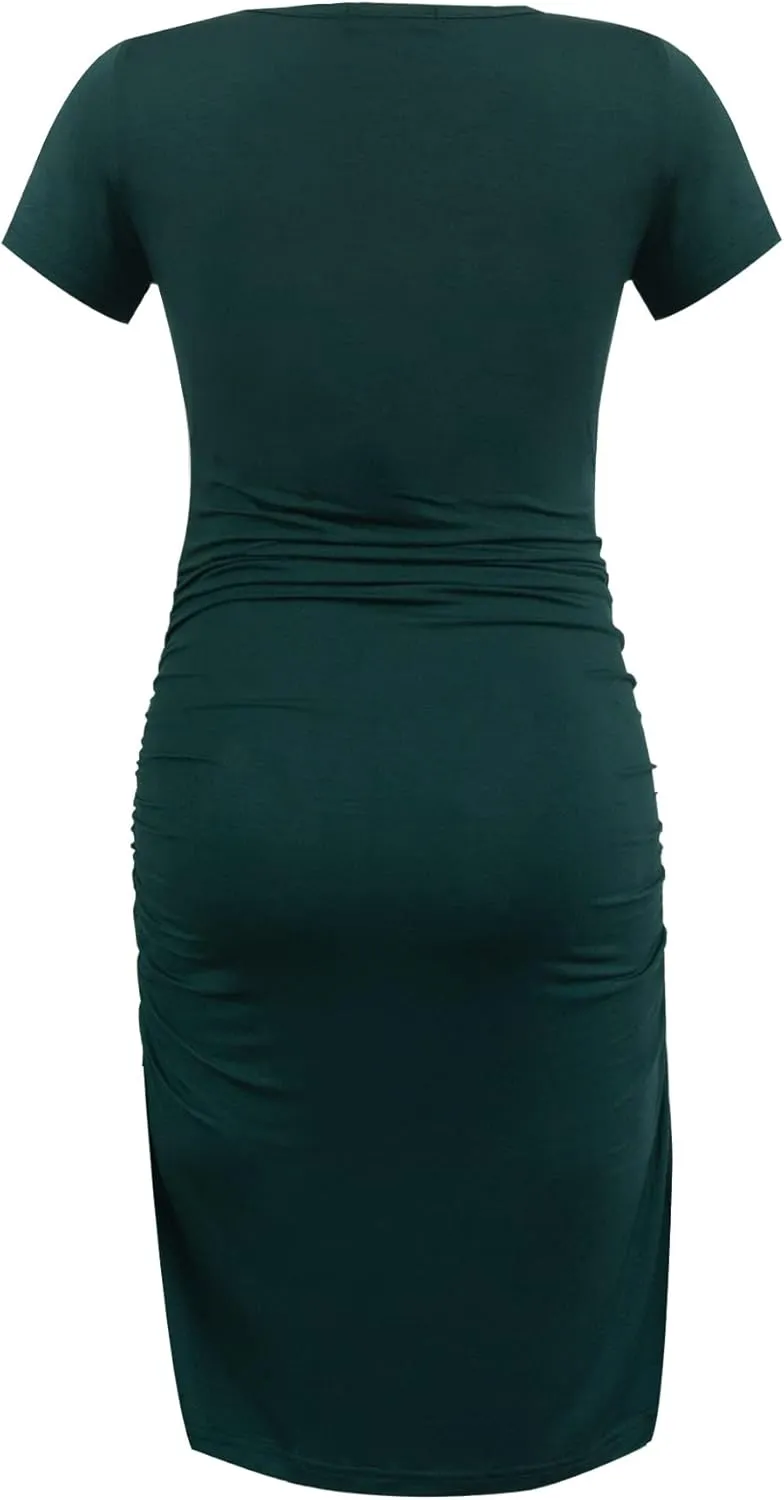 Smallshow Women's Short Sleeve Maternity Dress Ruched Pregnancy Clothes
