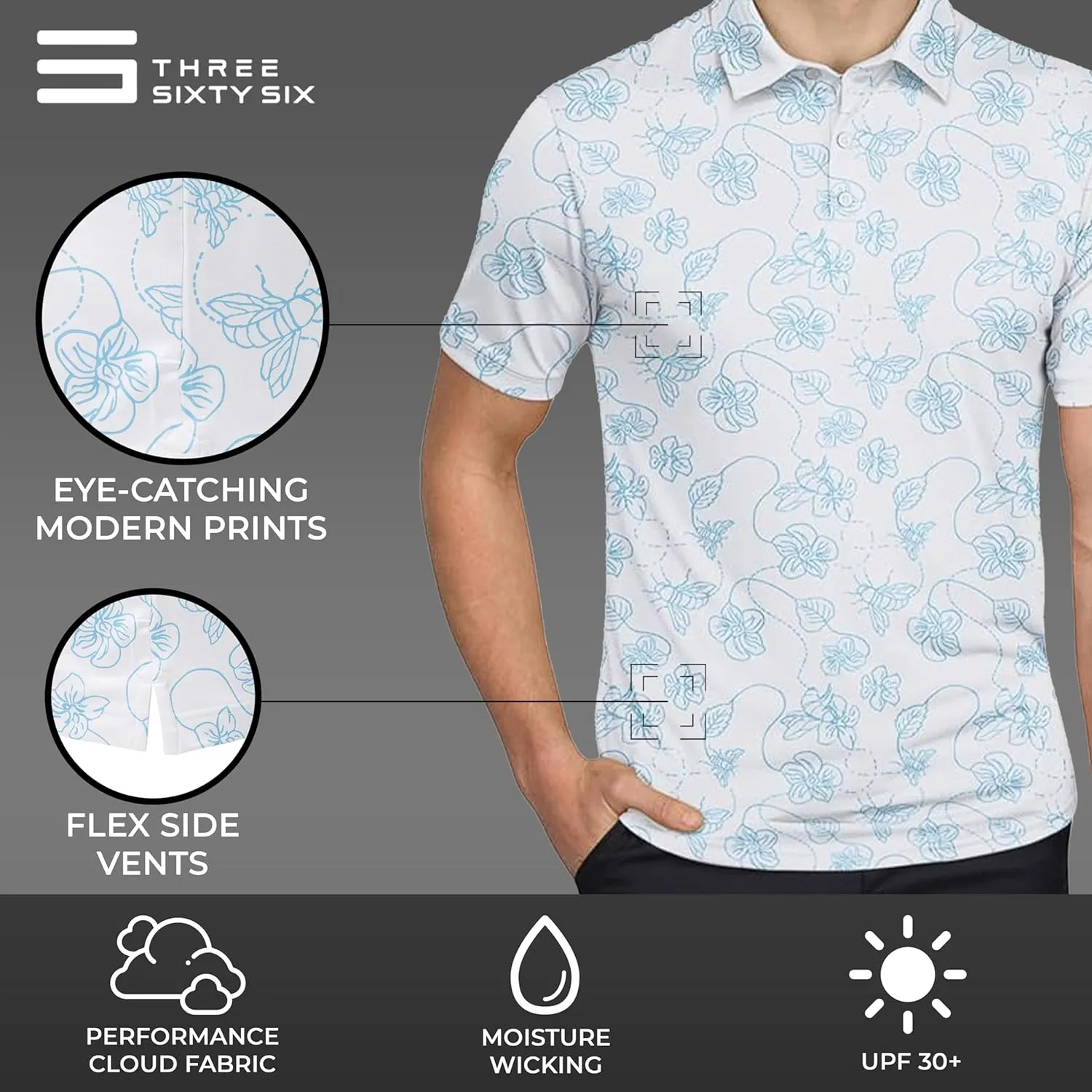 Three Sixty Six Quick Dry Golf Shirts for Men - Moisture Wicking Short-Sleeve Casual Polo Shirt