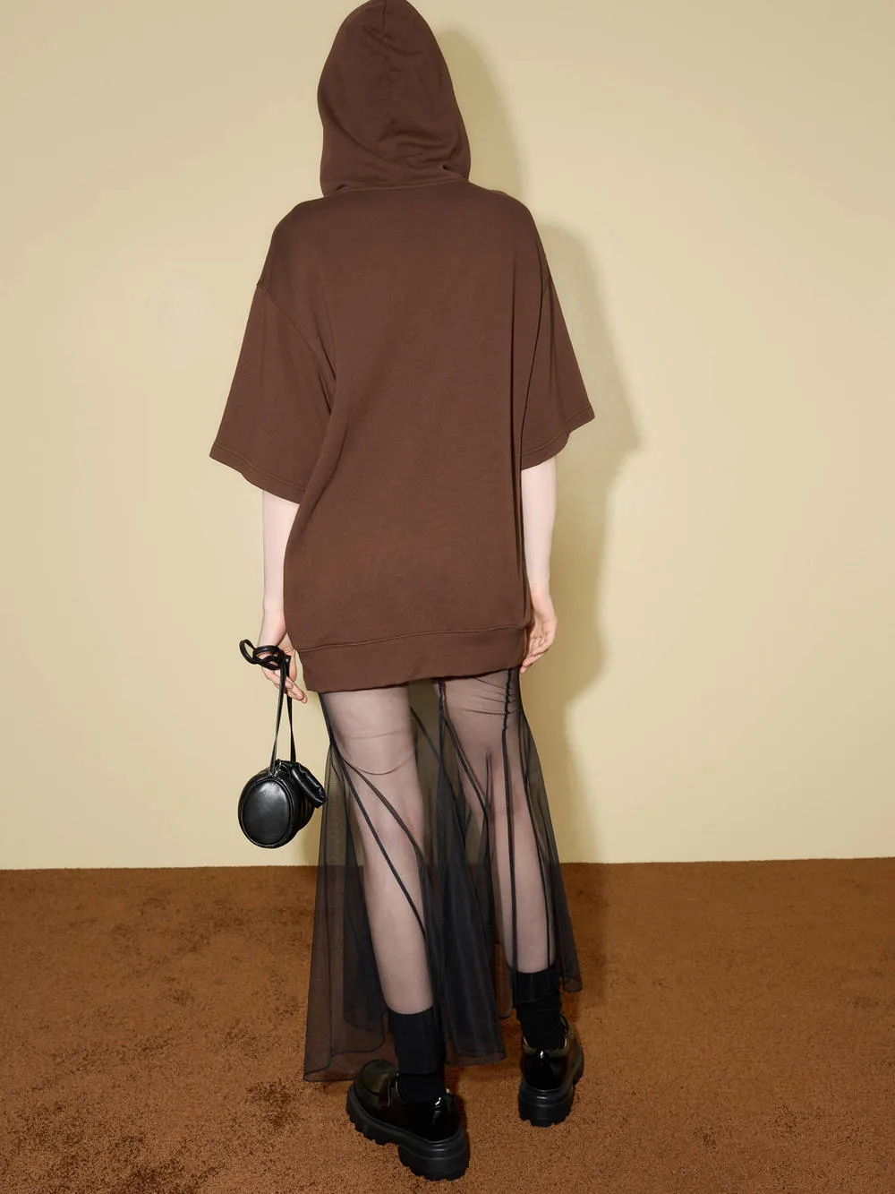Tulle Details Midi Skirt