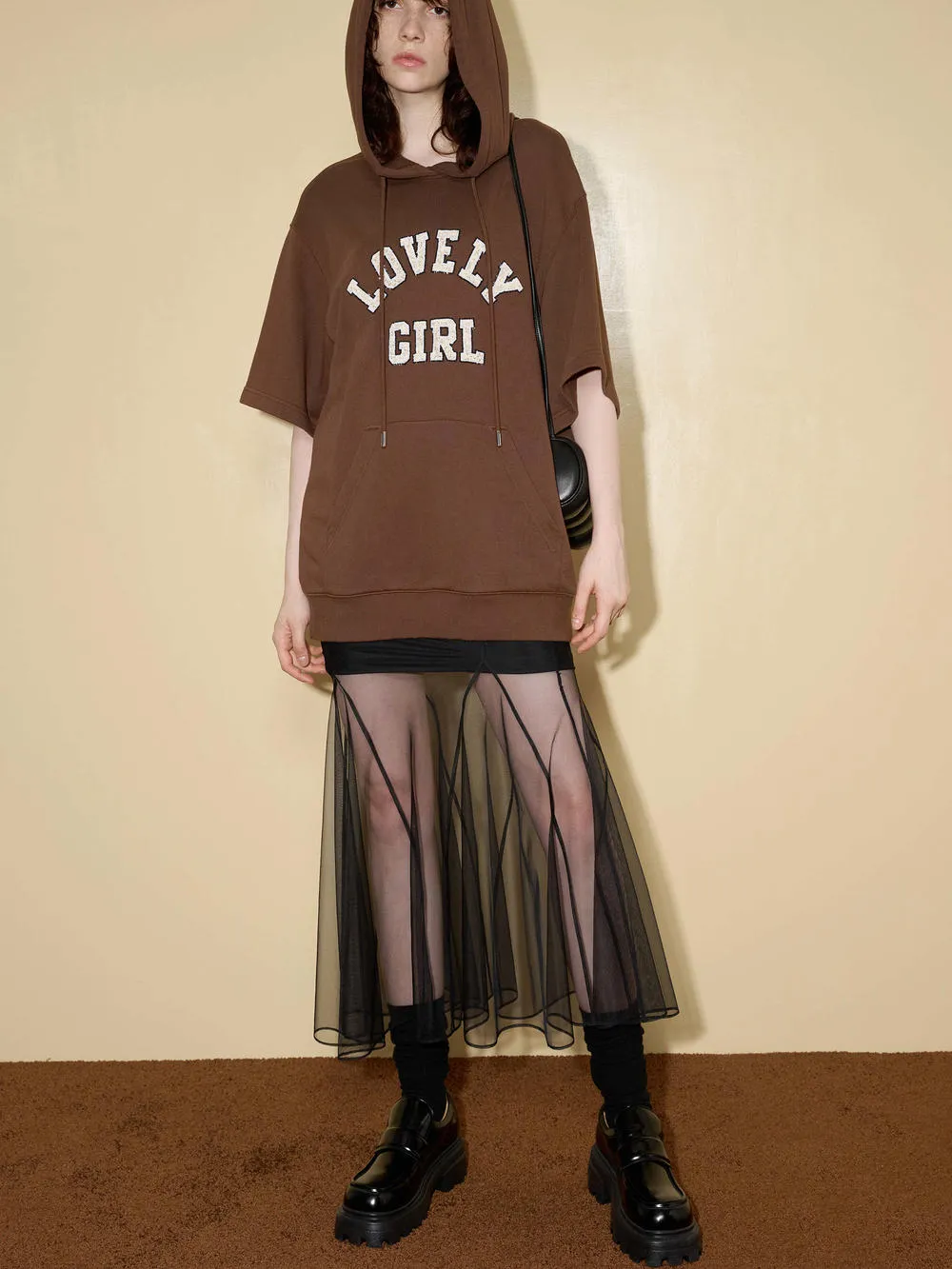 Tulle Details Midi Skirt