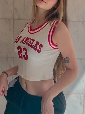 Wenkouban No.23 Basketball Clothes Letter Graphic Tank Top Women Summer Y2K High Street Sleeveless O-Neck Crop Top Streetwear 2023 Vest