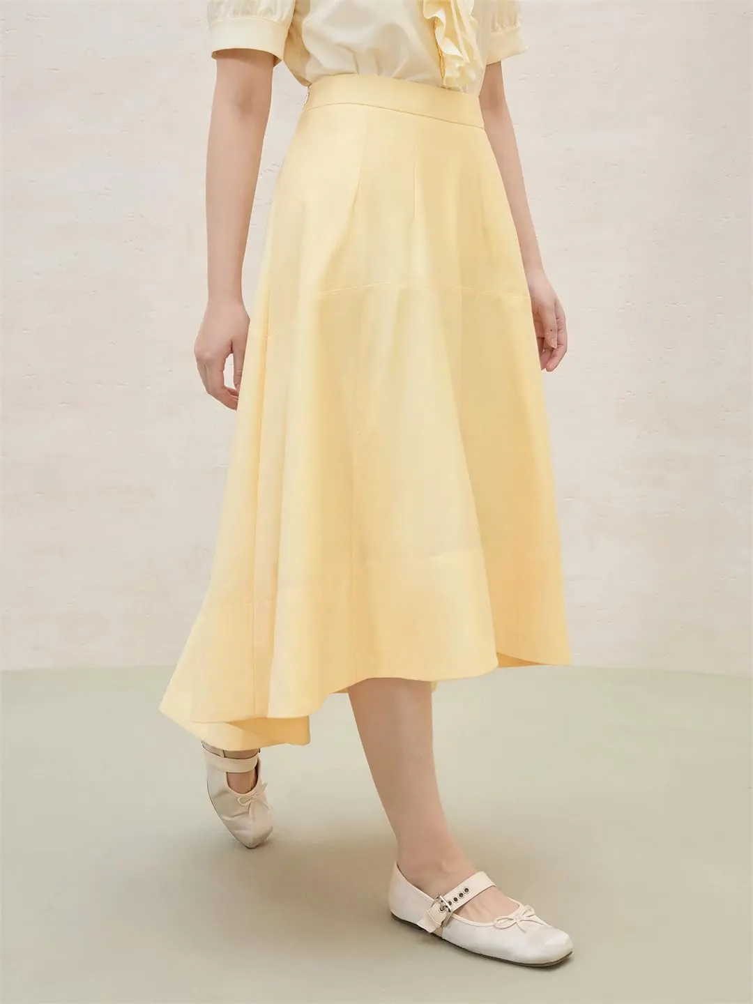 Women French Style Irregular Design Skirt Commuting High Waist Slim A-Line Umbrella Skirt