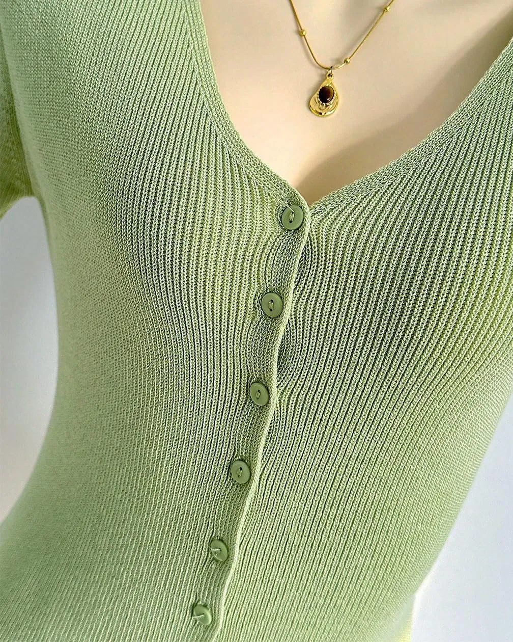 Women Sexy Deep V Neck Button Front Knit Mini Dress Elegant Short Sleeve Ribbed Flowy Hem A-Line Short Dress