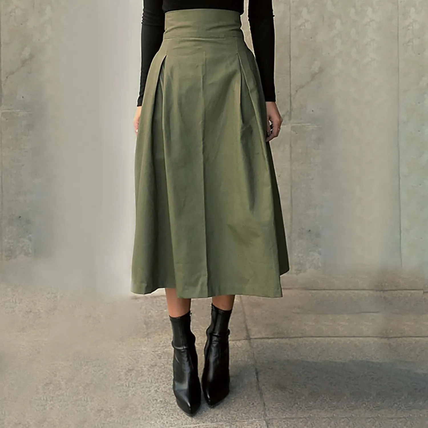 Women's A Line Umbrella Vintage Midi Skirt Bow Skirt Large Skirt Slim Waist Skirt Womens Midi Skirt Plus Size Knee
