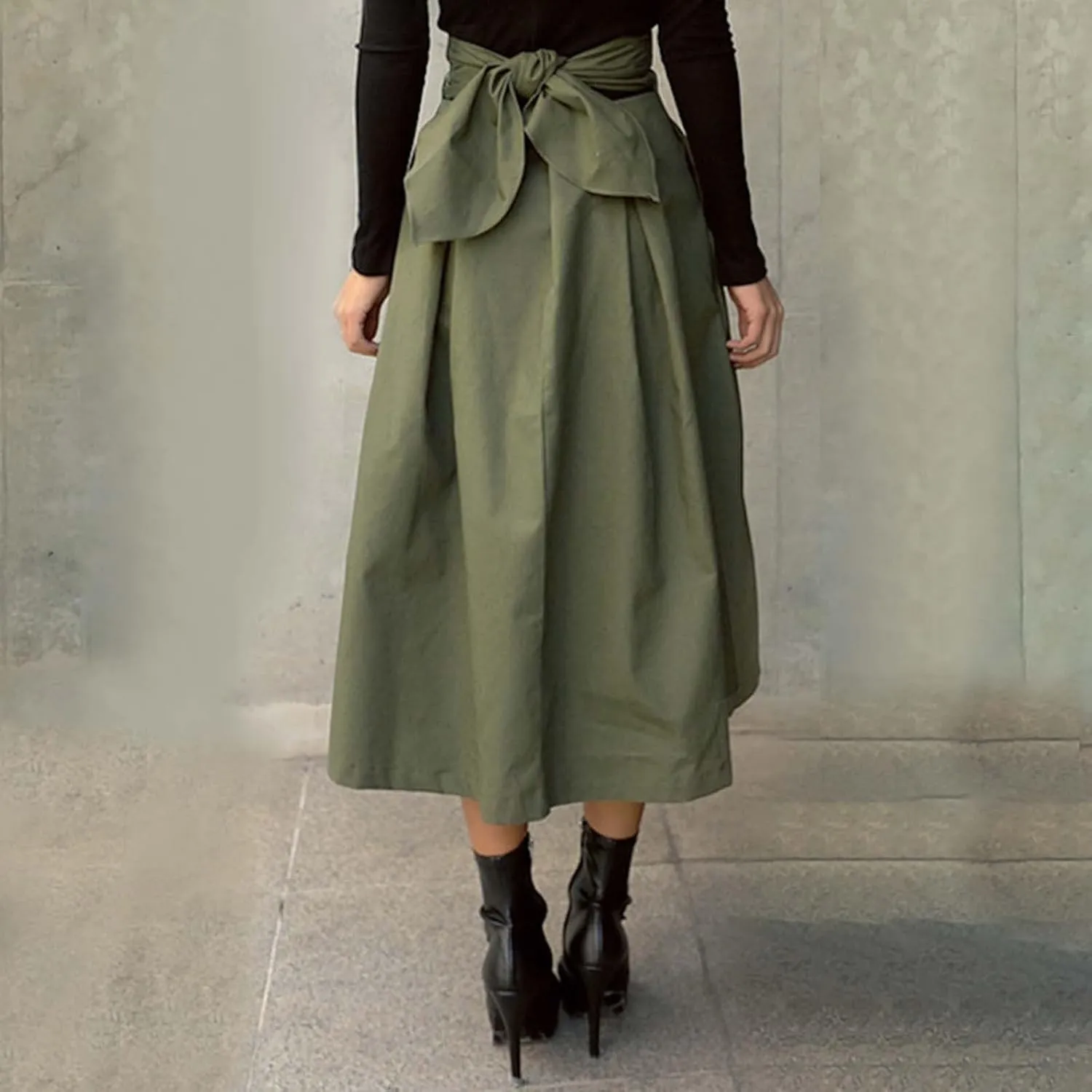 Women's A Line Umbrella Vintage Midi Skirt Bow Skirt Large Skirt Slim Waist Skirt Womens Midi Skirt Plus Size Knee
