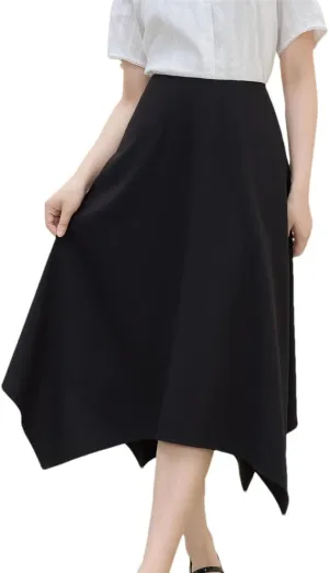 Women's Asymmetrical Design A-Line Umbrella Skirt Summer Fashion Business Casual Skirt
