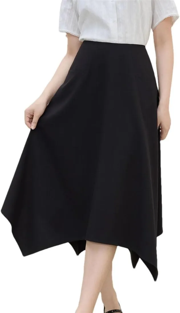 Women's Asymmetrical Design A-Line Umbrella Skirt Summer Fashion Business Casual Skirt