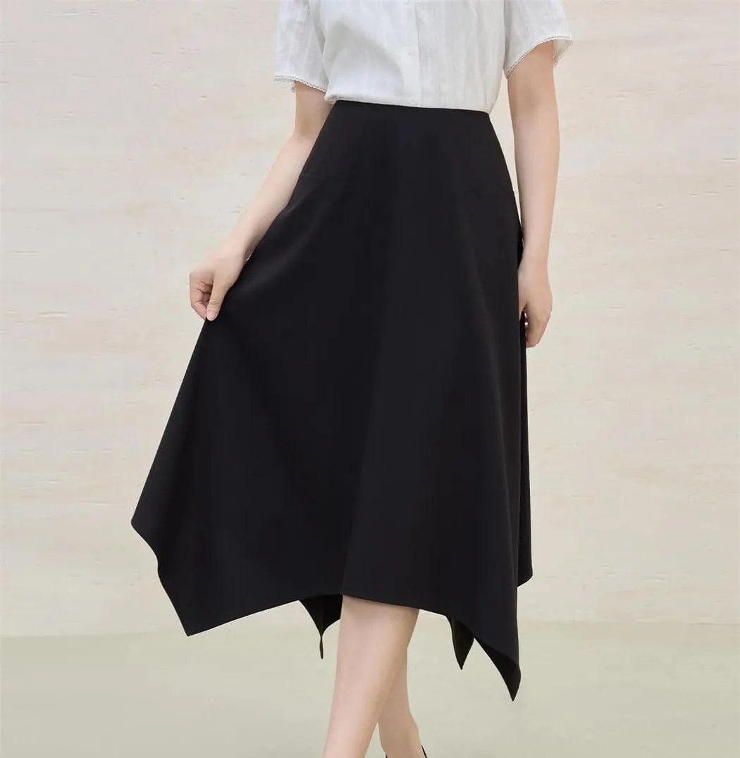 Women's Asymmetrical Design A-Line Umbrella Skirt Summer Fashion Business Casual Skirt