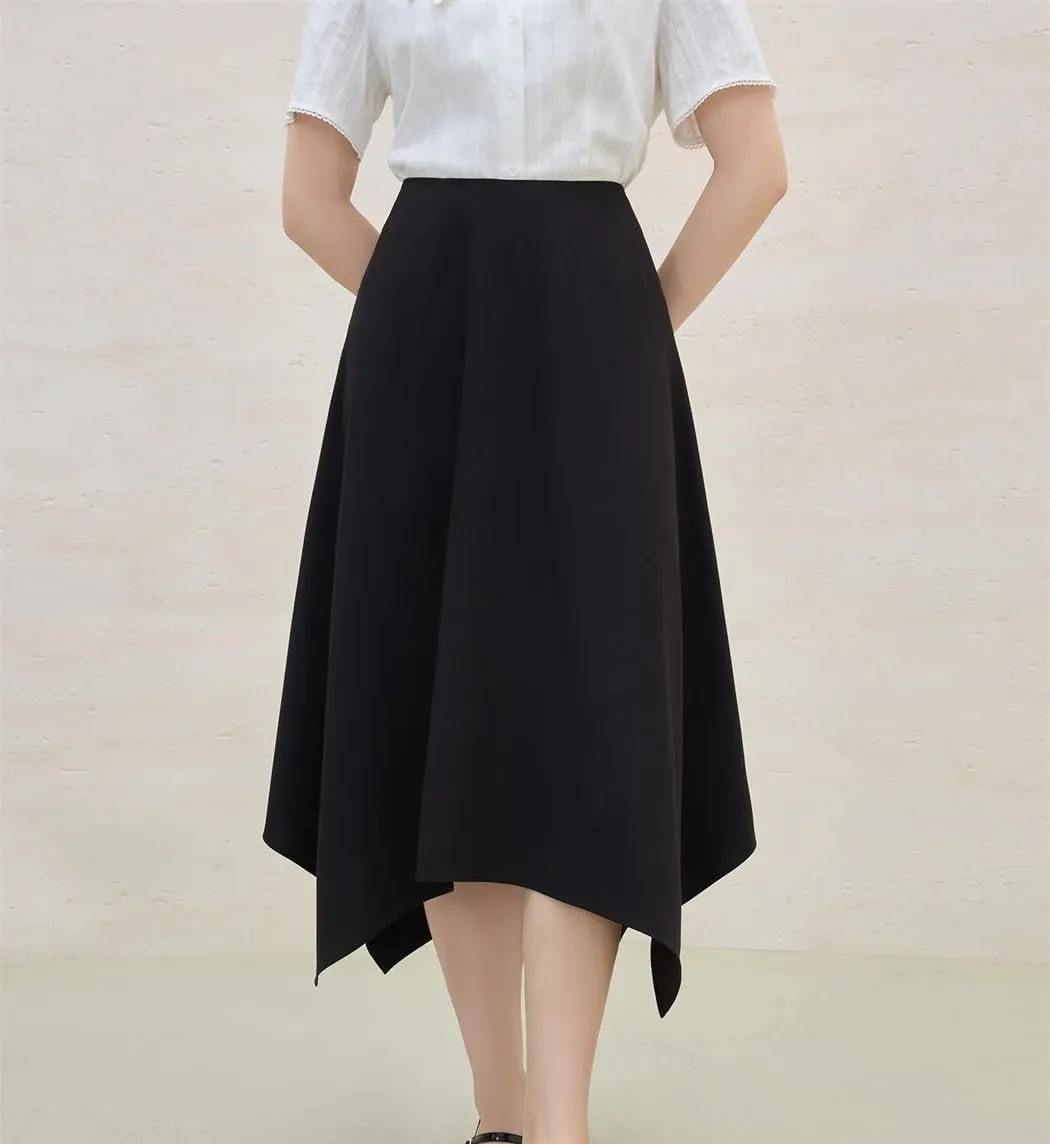 Women's Asymmetrical Design A-Line Umbrella Skirt Summer Fashion Business Casual Skirt