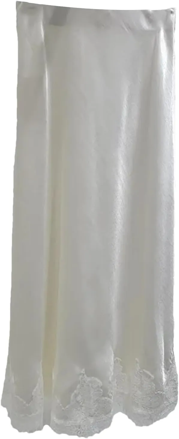 Women's Satin & Lace Skirt, High Waist Elegant A-Line Formal Skirt