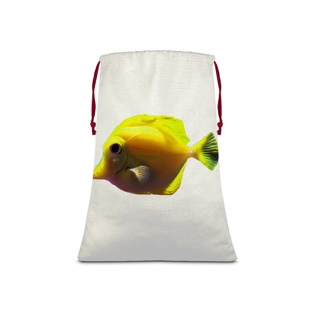 Yellow Fish Sublimation Linen Drawstring Sack